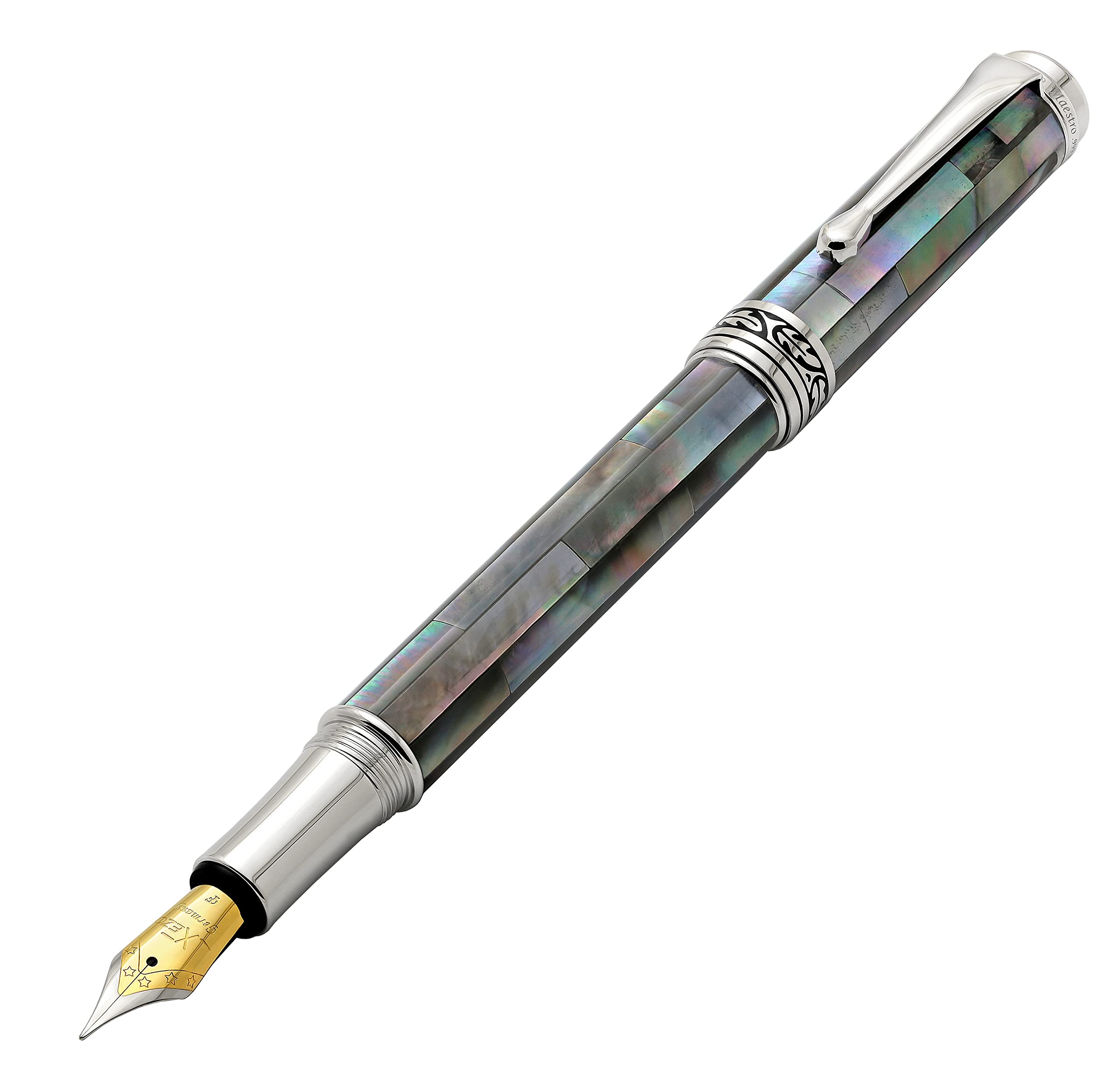 XEZO 万年筆 ブラックマザーオブパール Amazon | Xezo Maestro Fine Nib Fountain Pen Handcrafted with Black